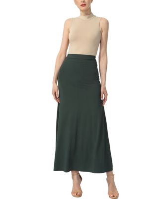 Women's Waist Ruched Pull On Maxi Skirt