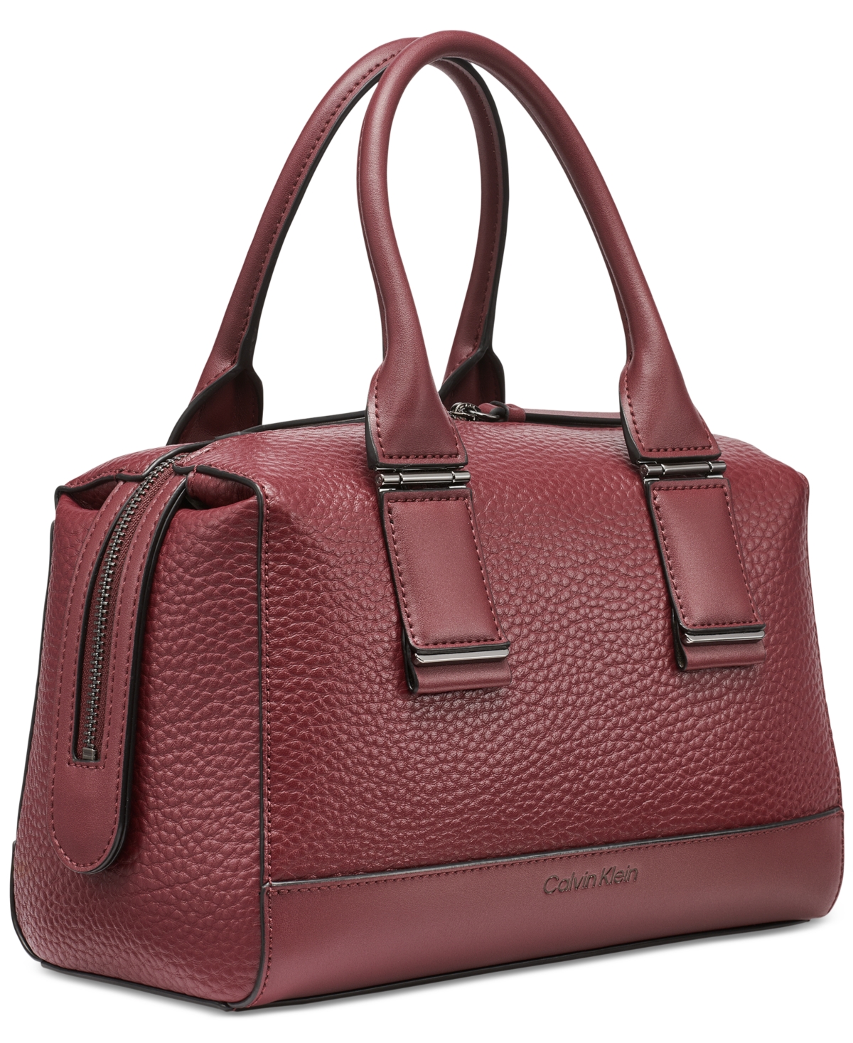Calvin Klein Jett Convertible Top Handle Satchel In Burgundy