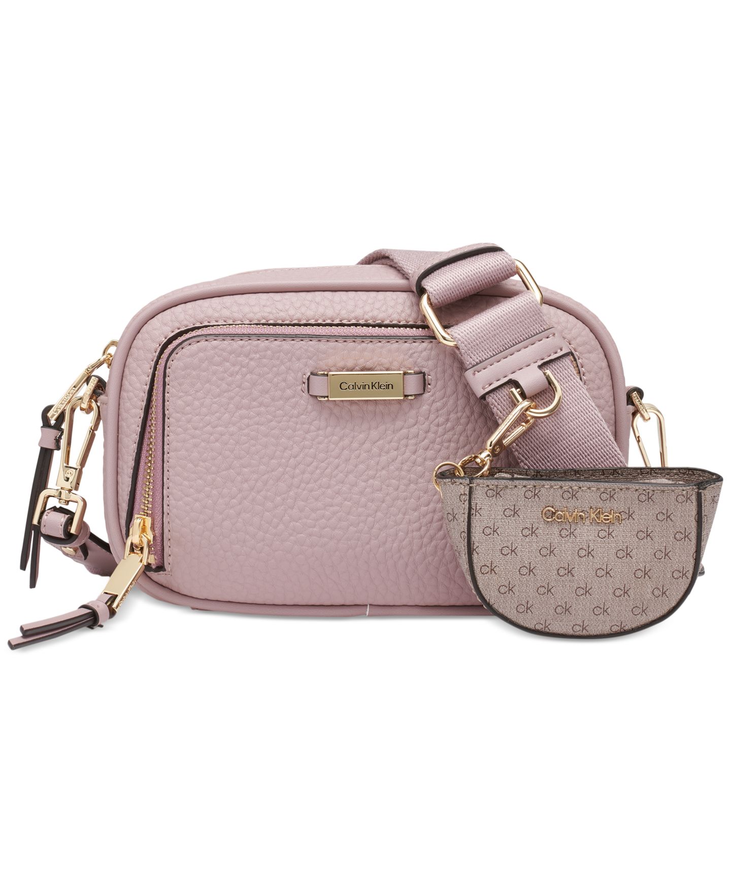 Женская сумка Calvin Klein Zulle Top Zipper Camera Bag with Signature Hang Off, цвет: Розовый — фото 1