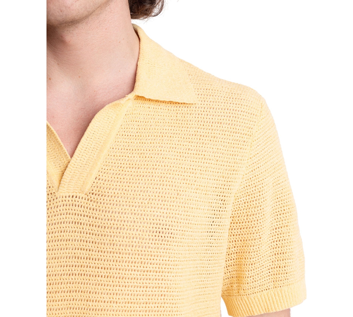 Paisley & Gray Open Knit Johnny Collar Polo In Orange