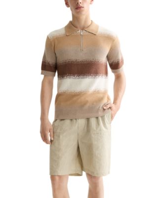 Men's Relaxed Fit Short Sleeve Striped Polo Shirt