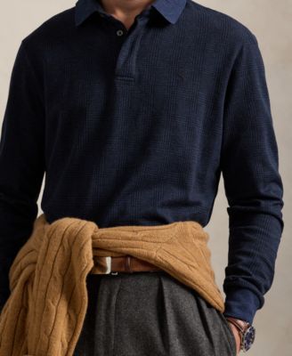 Men's Classic-Fit Glen Plaid Jersey Polo Shirt