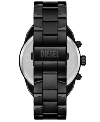 Men's Spiked Quartz Chronograph Black Stainless Steel Watch, 49mm