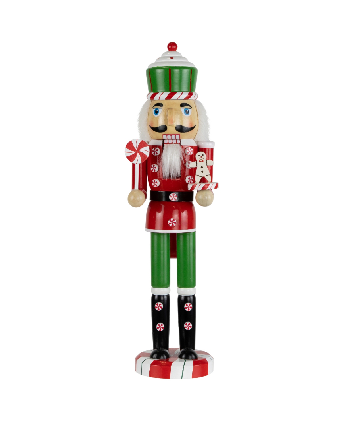 15" Peppermint Candy Nutcracker Christmas Figure - Red