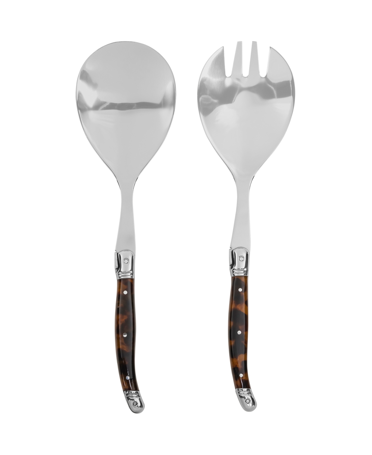 French Home Laguiole Connoisseur 2-pc. Tortoise Shell Salad Servers Set In Brown