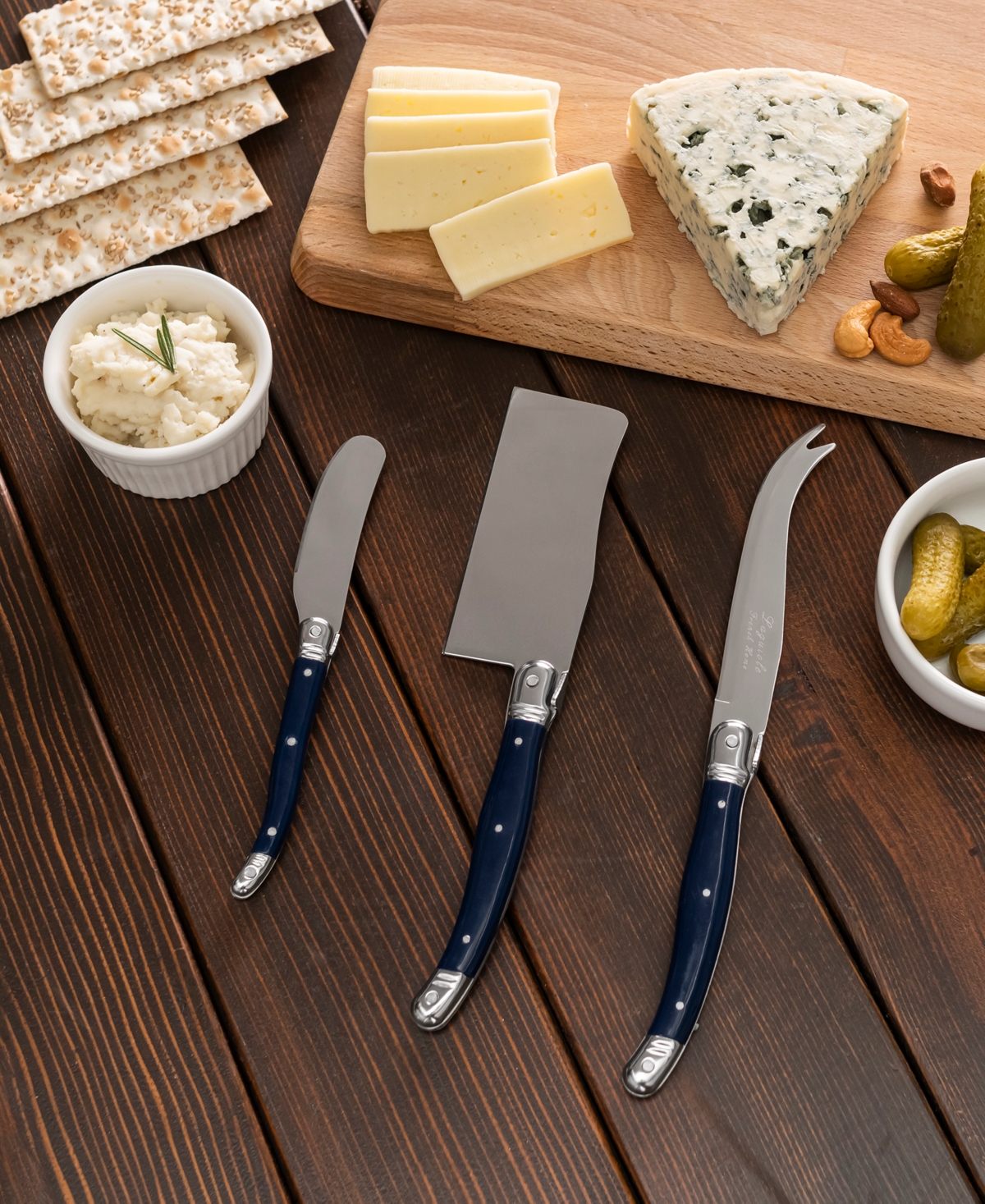 French Home Laguiole 3-pc. Cheese Knife Set In Blue