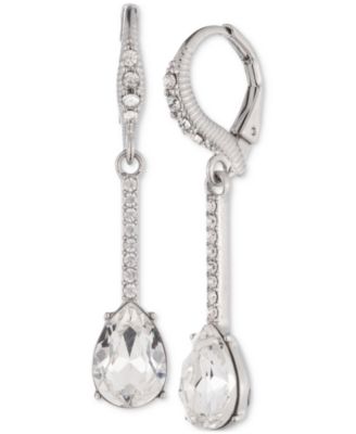 Pav&eacute; Crystal Linear Drop Earrings