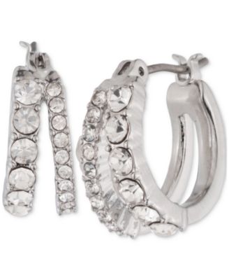 Pav&eacute; Crystal Split Hoop Earrings