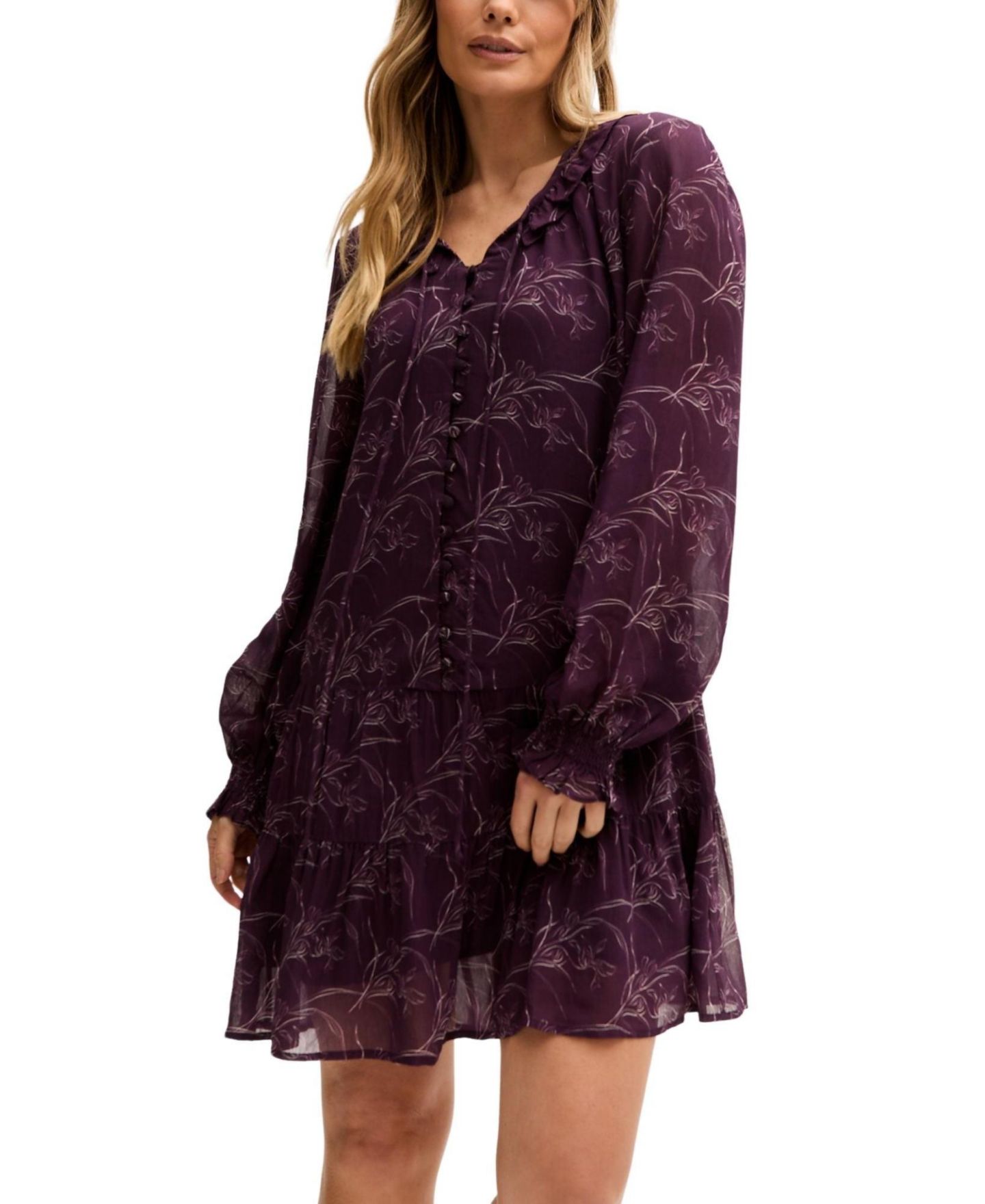 Женское платье Lily and Lionel London Henrietta Floral Print Button Down Mini, цвет: Фиолетовый — фото 4