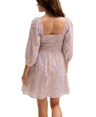 Women's Lucy Shirred Bodice Banana Check Print Mini Dress