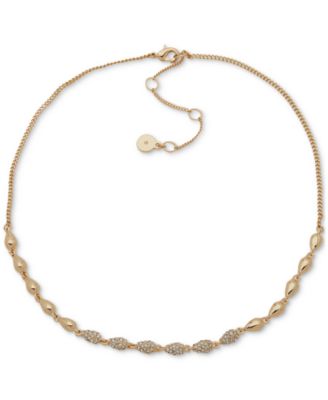 DKNY - Pav&eacute; Pear-Shape Statement Necklace, 16" + 3" extender