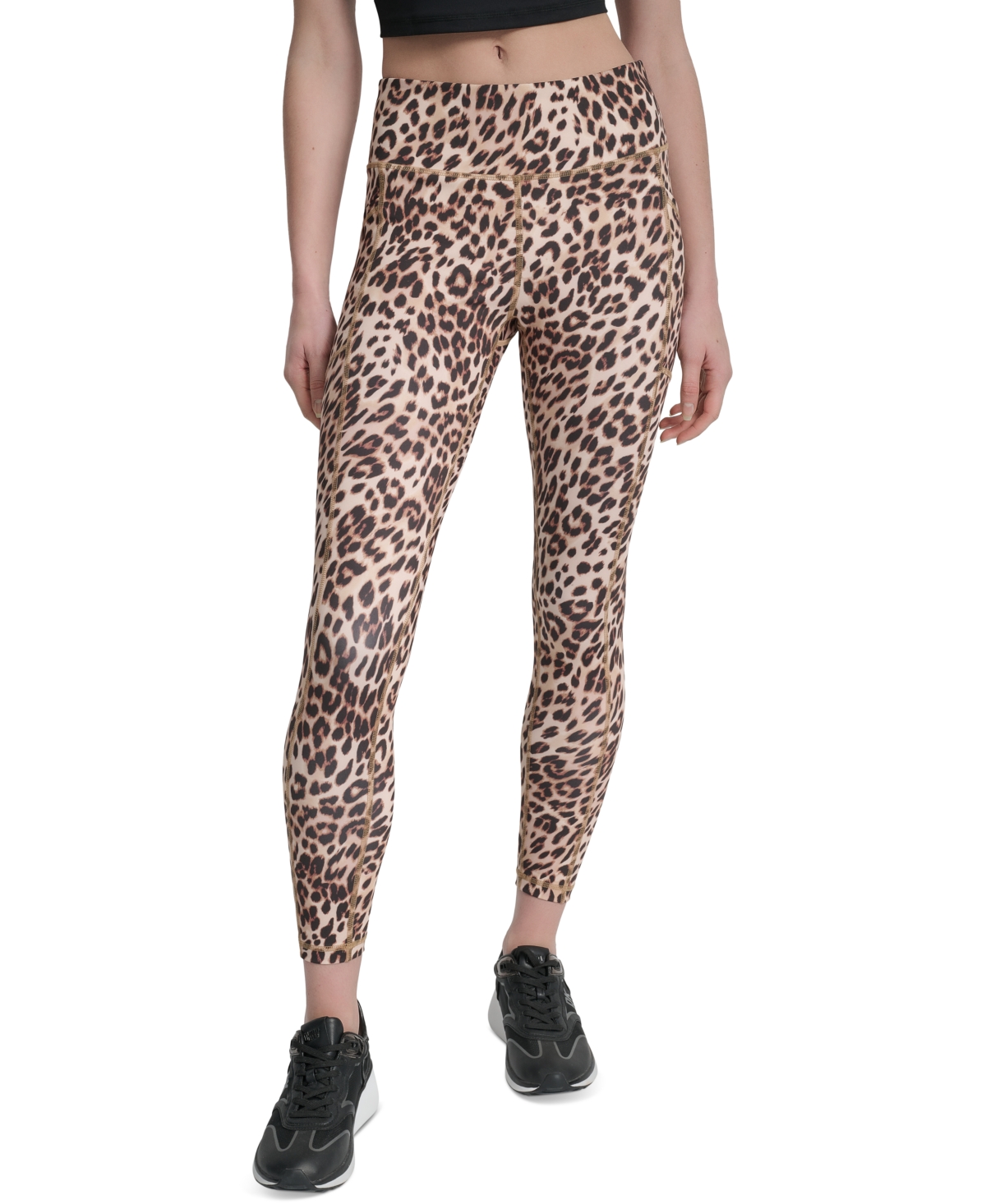 Dkny Sport Women's Printed High-waist 7/8 Tights In Neutral