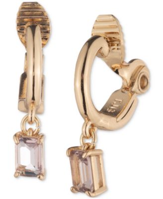 Gold-Tone Crystal Drop Hoop Earrings