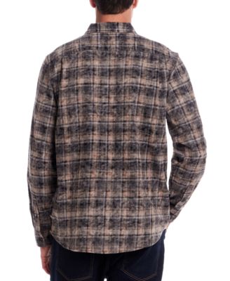 Men's Long Sleeve Distressed Flannel Button-Front Shirt