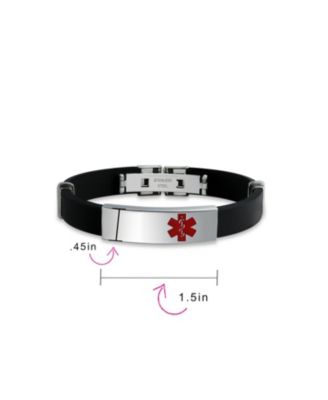 Waterproof Black Silicone Medical ID Bracelet - Trim-to-Fit Steel 8.5"