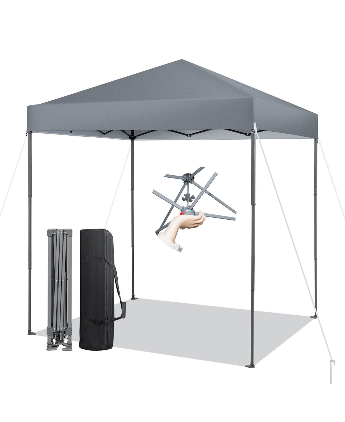 Patio 6.6 x 6.6ft Outdoor Pop-up Canopy Tent Upf 50+ Portable Sun Shelter - Grey