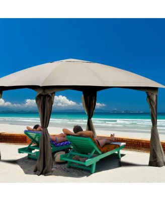 11.5FT Patio Gazebo Canopy Tent Wedding Party Shelter Awning Mosquito Netting