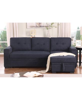 84.5"W Woven Fabric Reversible Sleeper Sectional Sofa with Storage Chaise