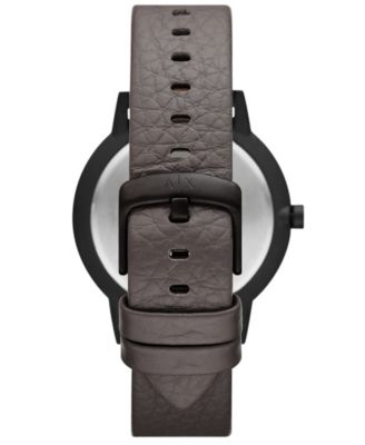 Men's Quartz Three-Hand Gray Leather Watch, 42mm