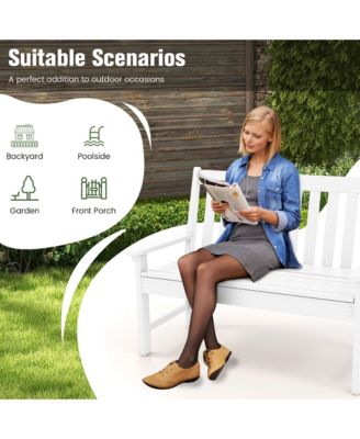 Garden Bench All-Weather HDPE 2-Person Outdoor Bench for Front Porch Backyard