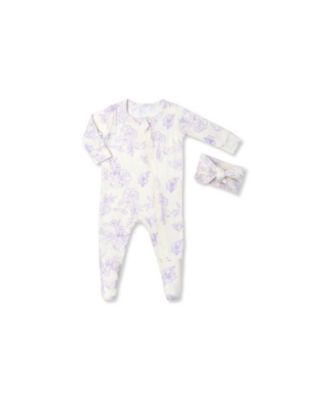 Baby Grey By Everly Grey Baby Girls Grey by Everly Grey Zip Long Sleeve Footie Head Wrap Set - Bali 38$