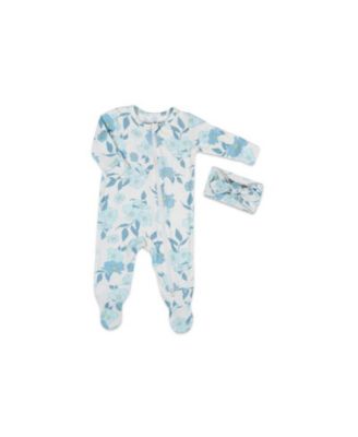 Baby Grey By Everly Grey Baby Girls Grey by Everly Grey Zip Long Sleeve Footie Head Wrap Set - Periwinkle 38$