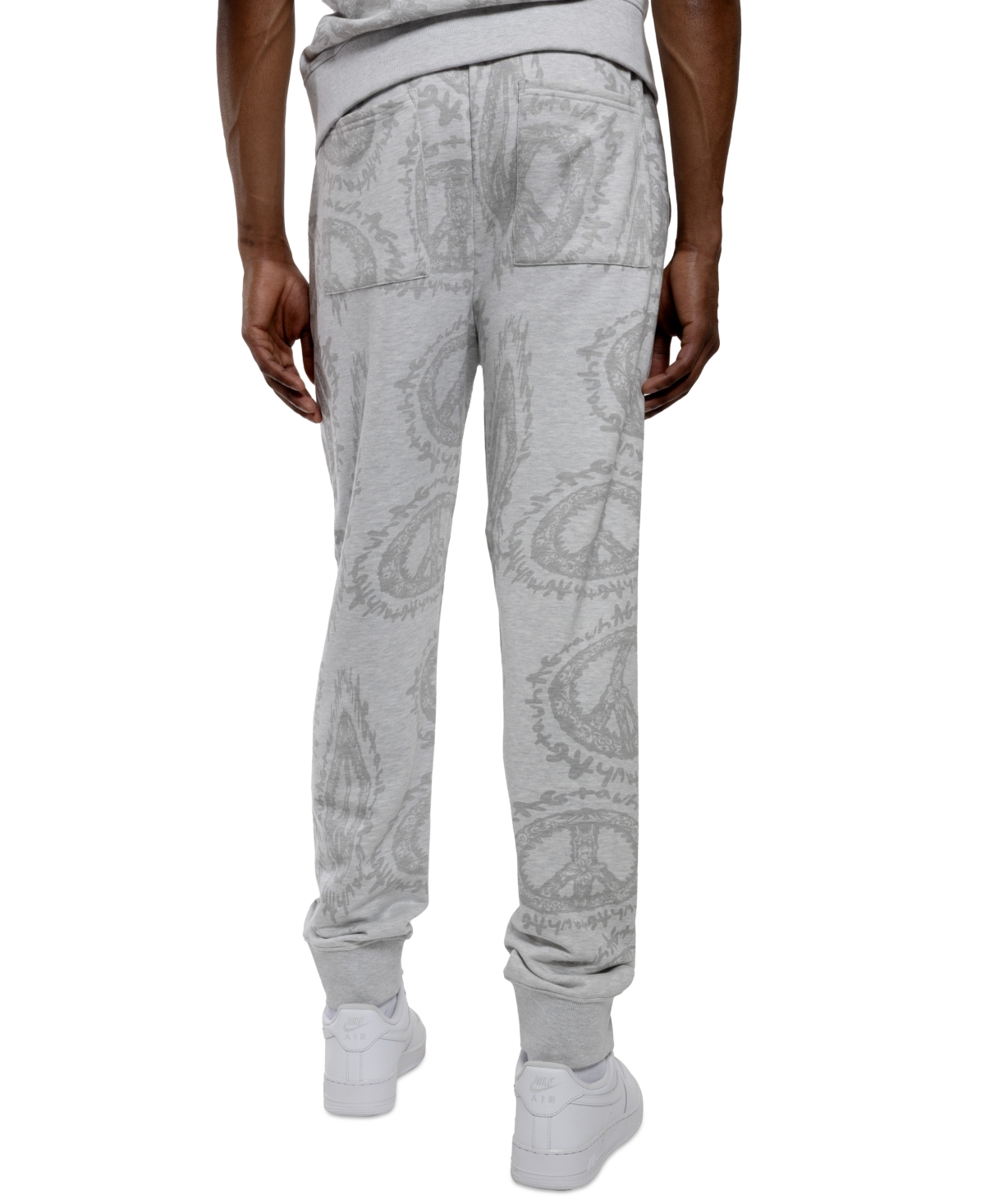 All Good Things Are Welcome Here Men's Peace Sign Graphic Joggers In Gray