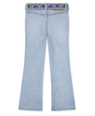 Big Girls Embroidered Belt Flared Jeans