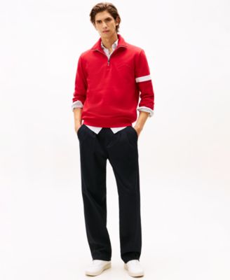 Men's Quarter-Zip Stripe Sleeve Sweatshirt