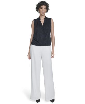 Women's Floral Surplice-Neck Sleeveless Blouse