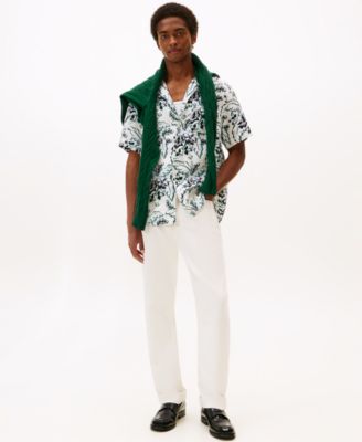 Men's Patterned Linen Button Up Short Sleeve Shirt