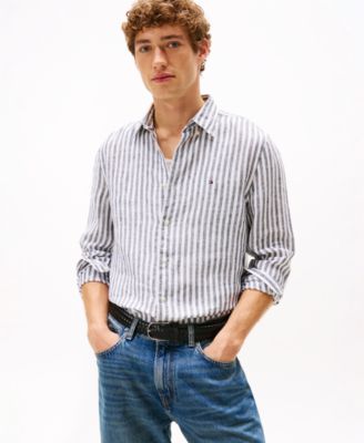 Tommy Hilfiger - Men's Pigment-Dyed Stripe Linen Shirt