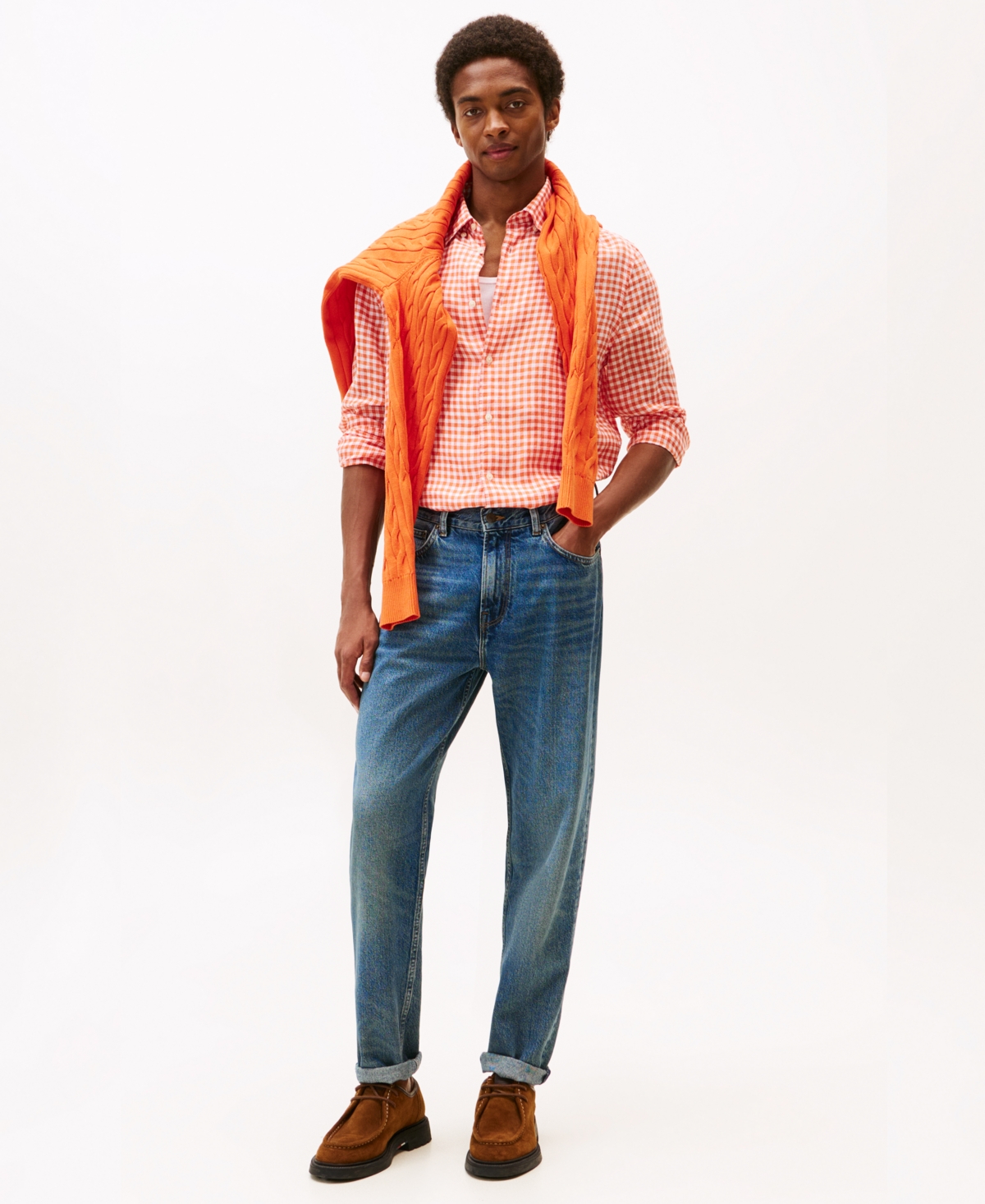 Tommy Hilfiger Regular Fit Gingham Linen Shirt In Multi