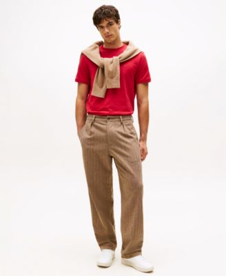 Men's Red, White & Blue Pique Textured T-Shirt