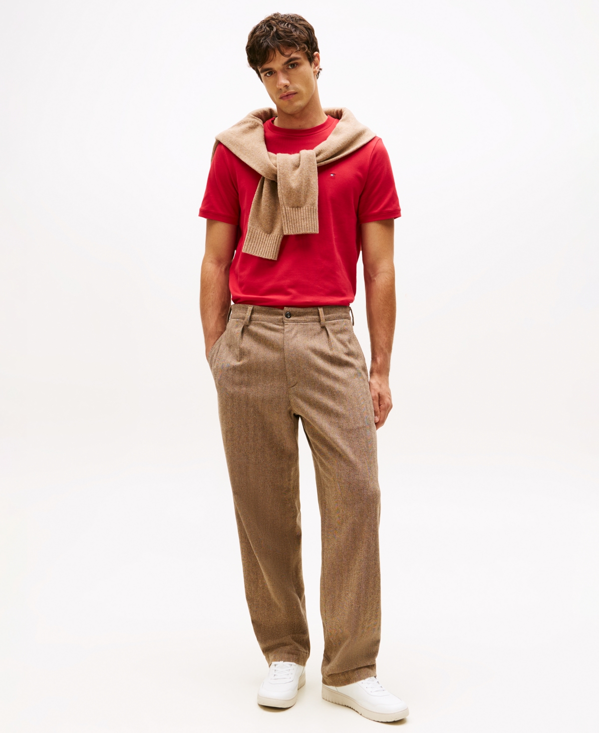 Tommy Hilfiger Men's Red, White & Blue Pique T-shirt In Red