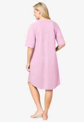 Plus Size Short Zip-Front Robe in French Terry