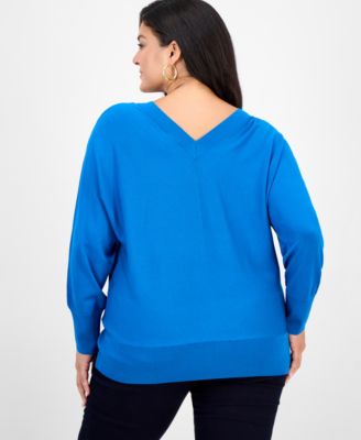 Plus Size V-Neck Dolman-Sleeve Top, Created for Macy's 