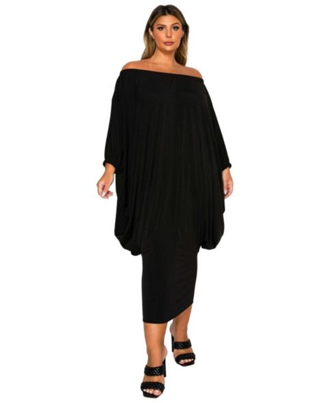 Женское платье L I V D Plus Size Eero Off Shoulder Taper Hem, цвет: Чёрный