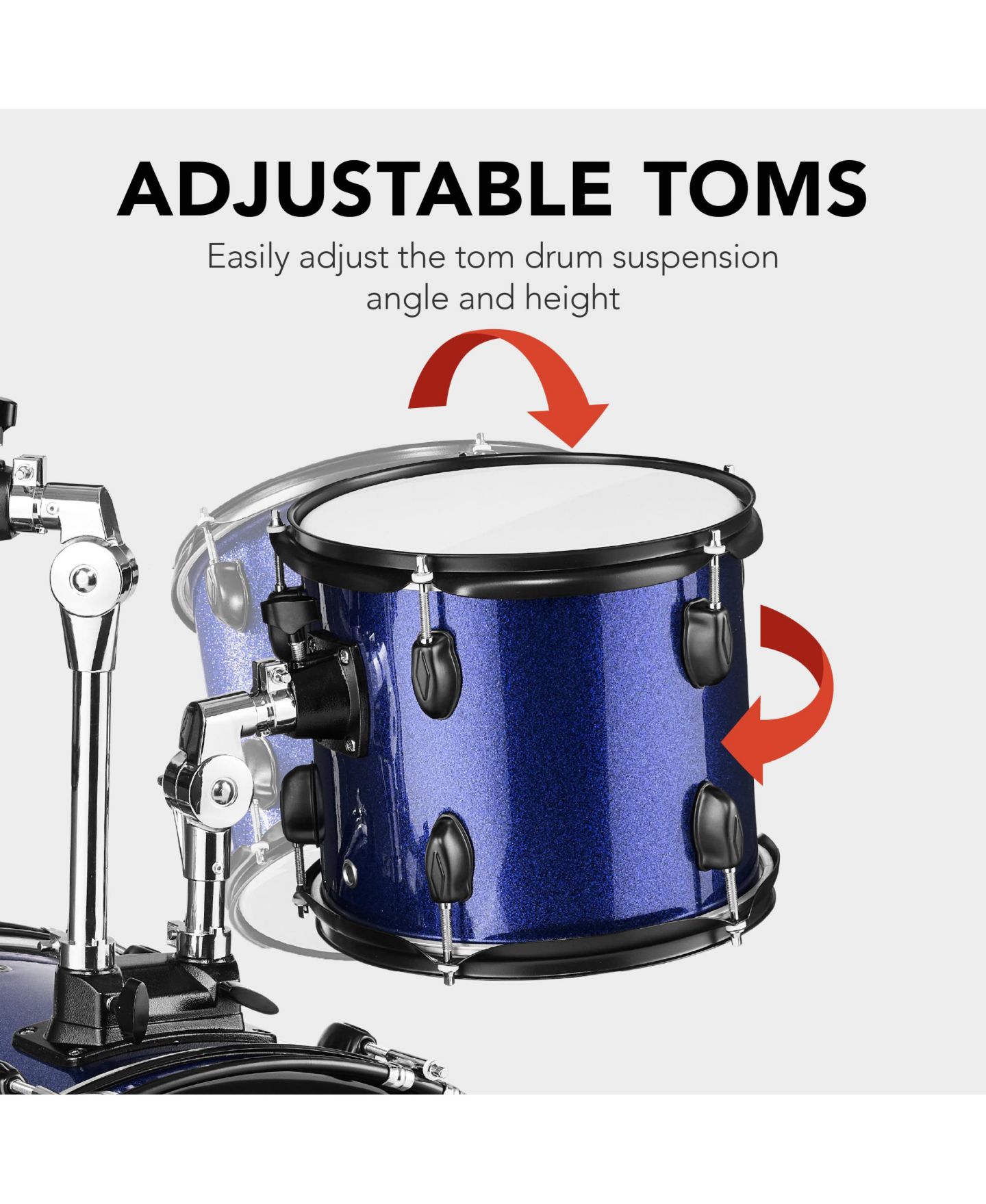 Детские игрушки Best Choice Products Beginner Acoustic 5-Piece Drum Set, Ages 18+, цвет: Тёмный синий — фото 4