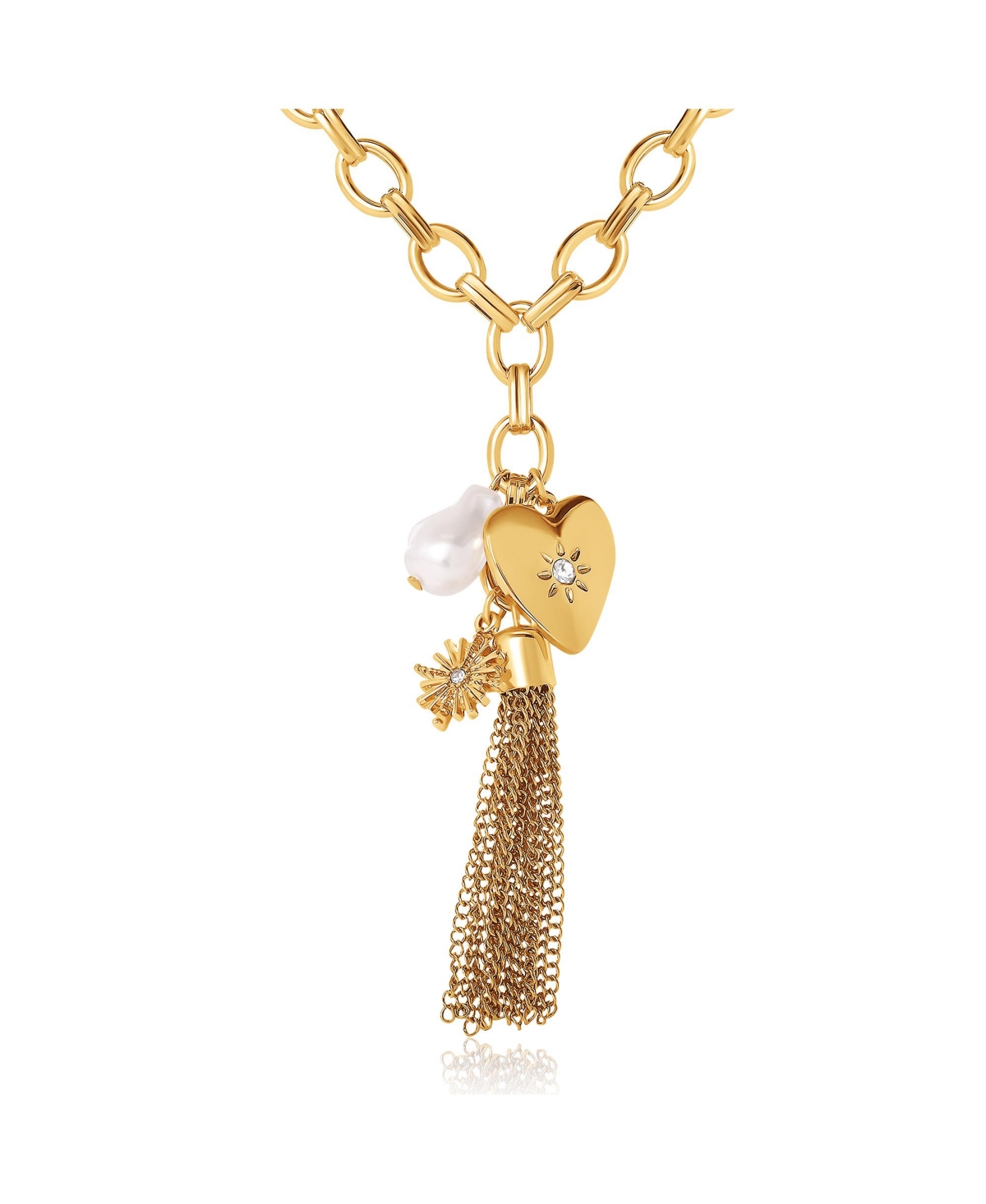 Heart Charm Chunky Chain Necklace - Gold