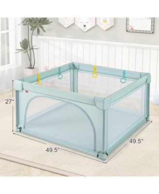 Toddler Playpen Large Activity Center w/ 50 PCS Ocean Balls & 4 Pull Rings