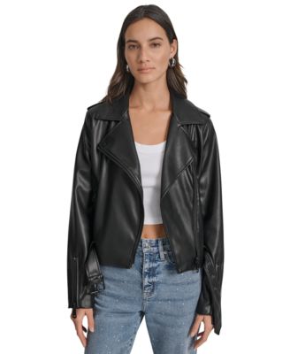 Women's Faux-Leather Moto Jacket