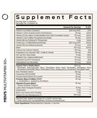 Men's Multivitamin 50+ Supplement Essential Vitamins for Men Over 50 Years Old, Minerals, CoQ10, Turmeric, Panax Ginseng, 90 Capsules