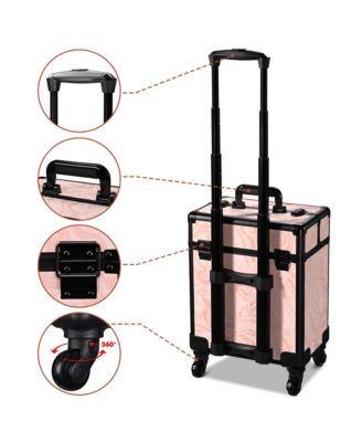 Folding Manicure Table Nail Desk & Rolling Makeup Train Case CB Dusk