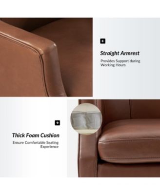 Heeg 47'' H Genuine Leather Swivel Adjustable Height Tilting Executive Chair with High Backrest