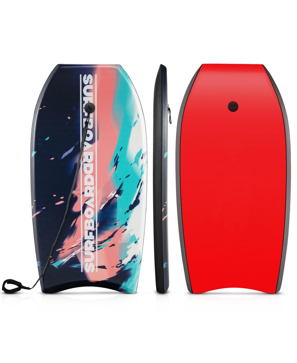 33&#x22;Lightweight Body Board Boogie Board with Eps Core Xpe Deck Hdpe Bottom Multicolor - Red