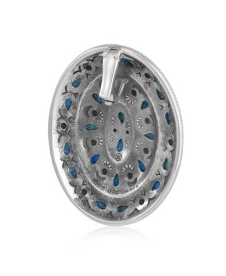 Sterling Silver Lapis Cluster Gemstone Oval Pendant Enhancer