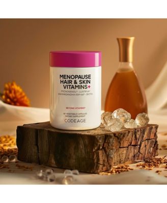 Menopause Hair & Skin Vitamins Patented Lustriva, Pycnogenol, KSM-66 Ashwagandha Hair Density Skin Perimenopause Support  60 Capsules