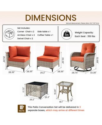 Outdoor Patio Furniture Set,8 Pieces Rattan Outdoor Sectional Cozy Sofa,Patio Conversation Sets with Swivel Chairs and Solar Coffee Table