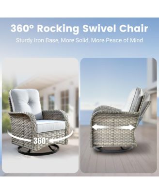 8-Piece Rattan Outdoor Patio Furniture Set with Sectional Sofa, Swivel Chairs, and Solar Coffee Table